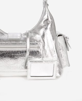 The Kooples FEMME SILVER sac amelia en cuir craquelé argenté