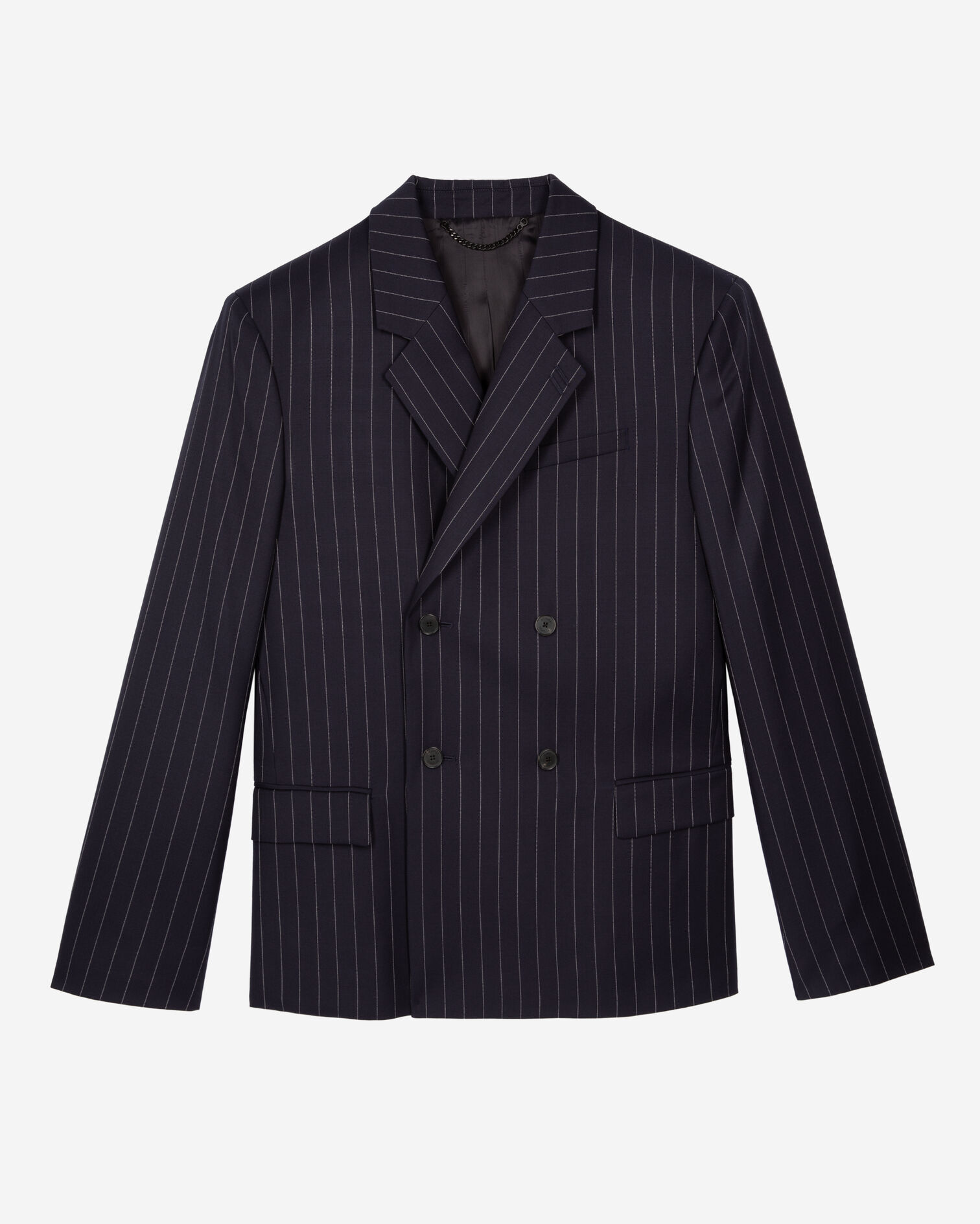 Blue striped wool suit jacket, DARK NAVY, hi-res image number null