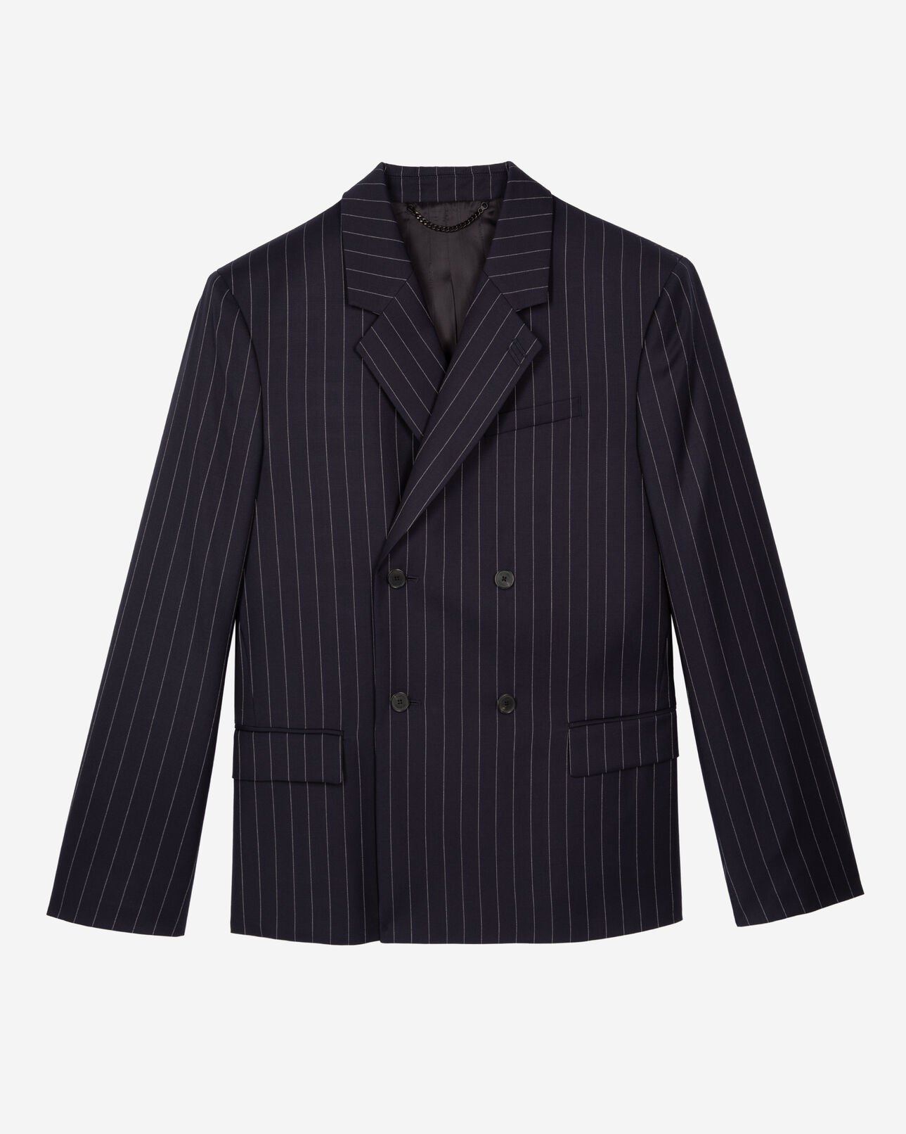 The Kooples HOMME DARK NAVY veste de costume en laine à rayures bleue