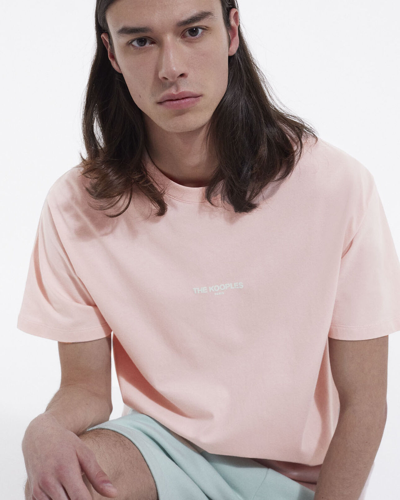 The Kooples HOMME PINK t-shirt rose logo the kooples contrasté