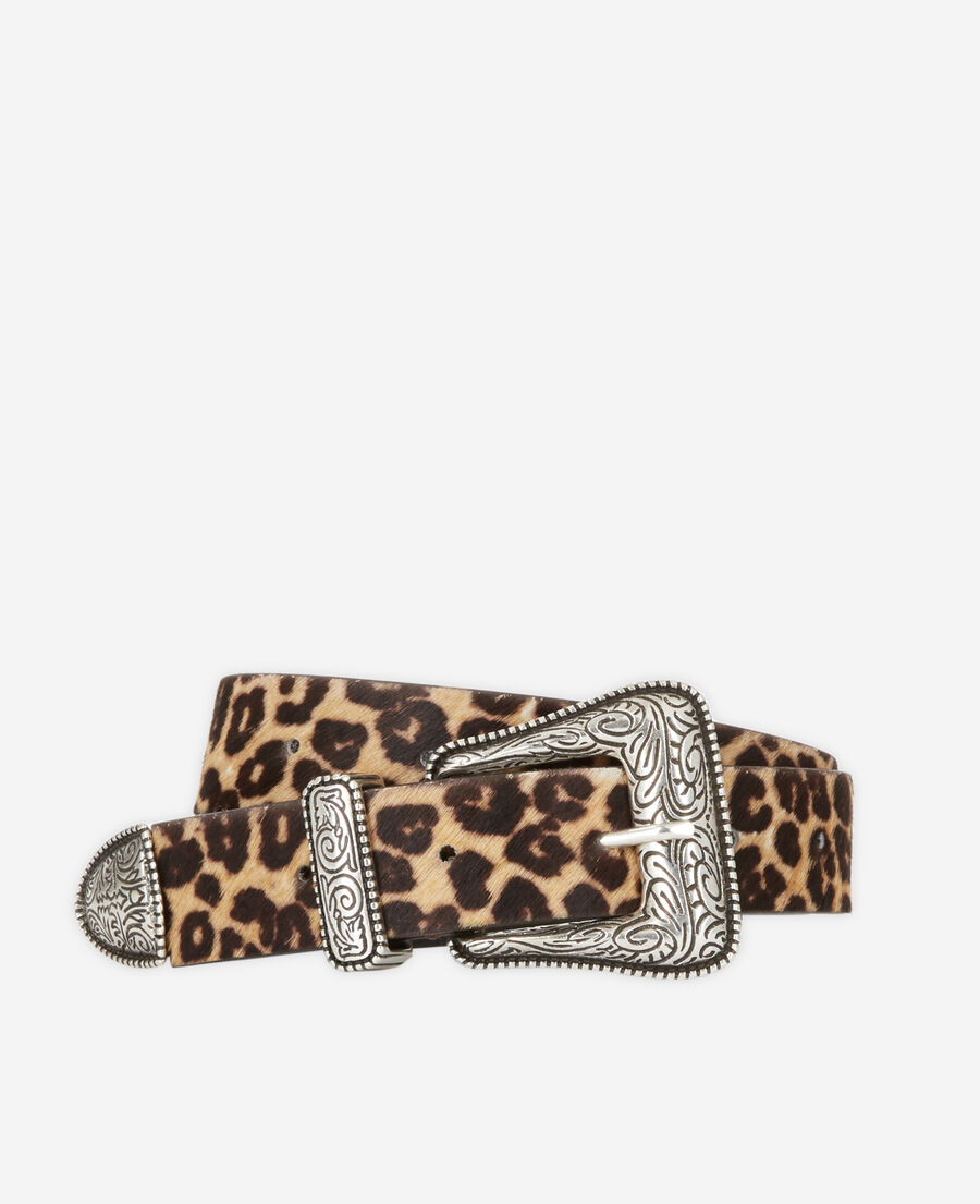 wide leopard print leather belt