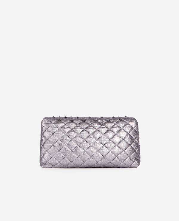 The Kooples FEMME GUN METAL pochette héritage small en cuir gunmetal
