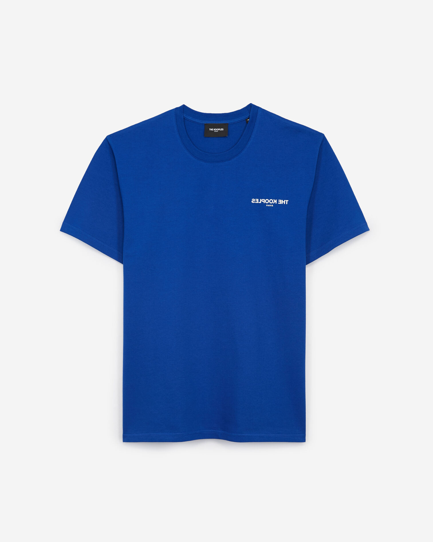 Blue cotton T-shirt with inverted logo, ELECTRIC BLUE, hi-res image number null