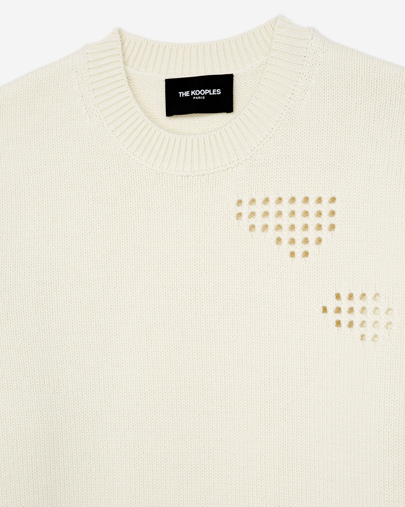 The Kooples HOMME BEIGE pull en laine et coton écru à détails