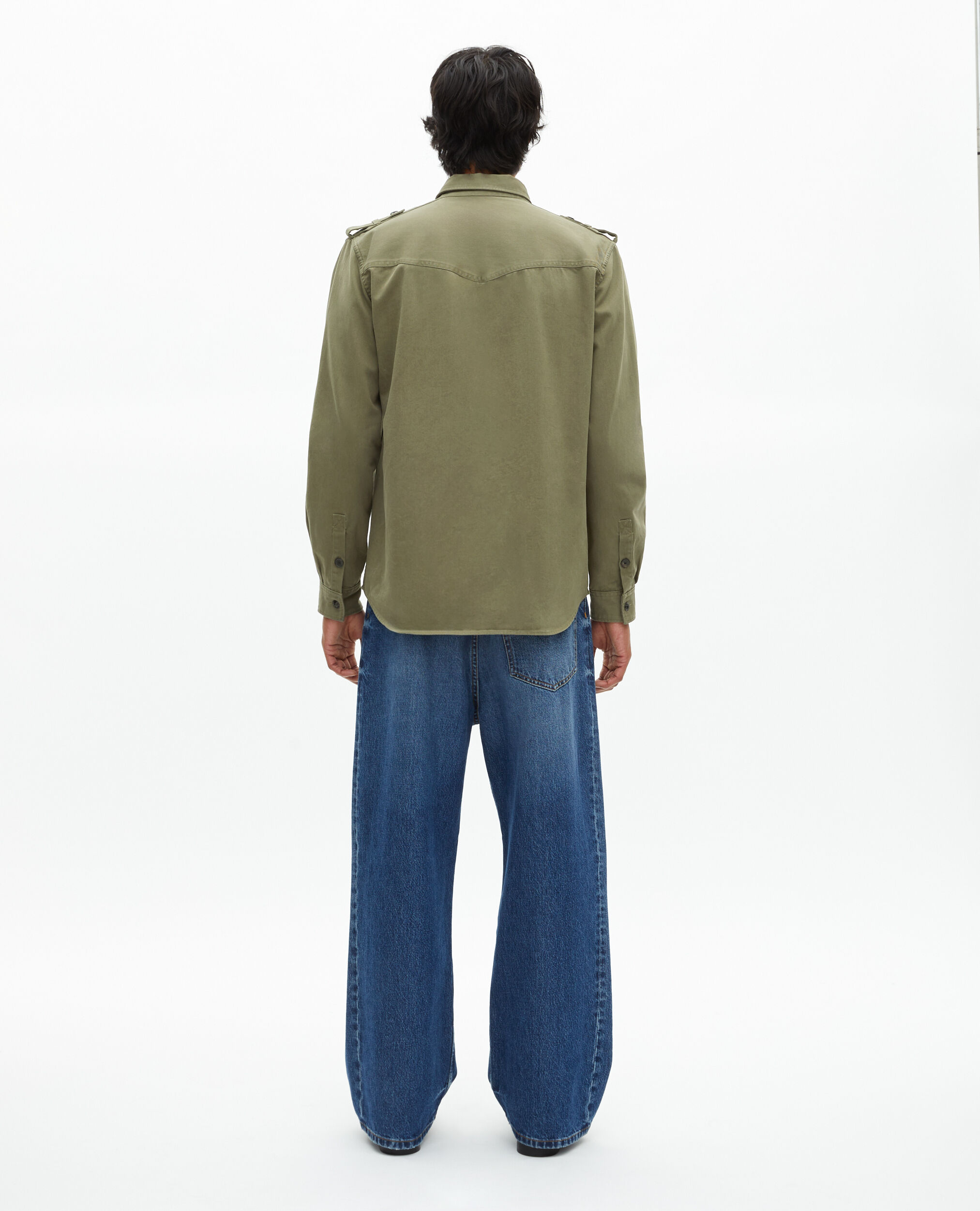 Khaki officer style overshirt, OLIVE NIGHT, hi-res image number null