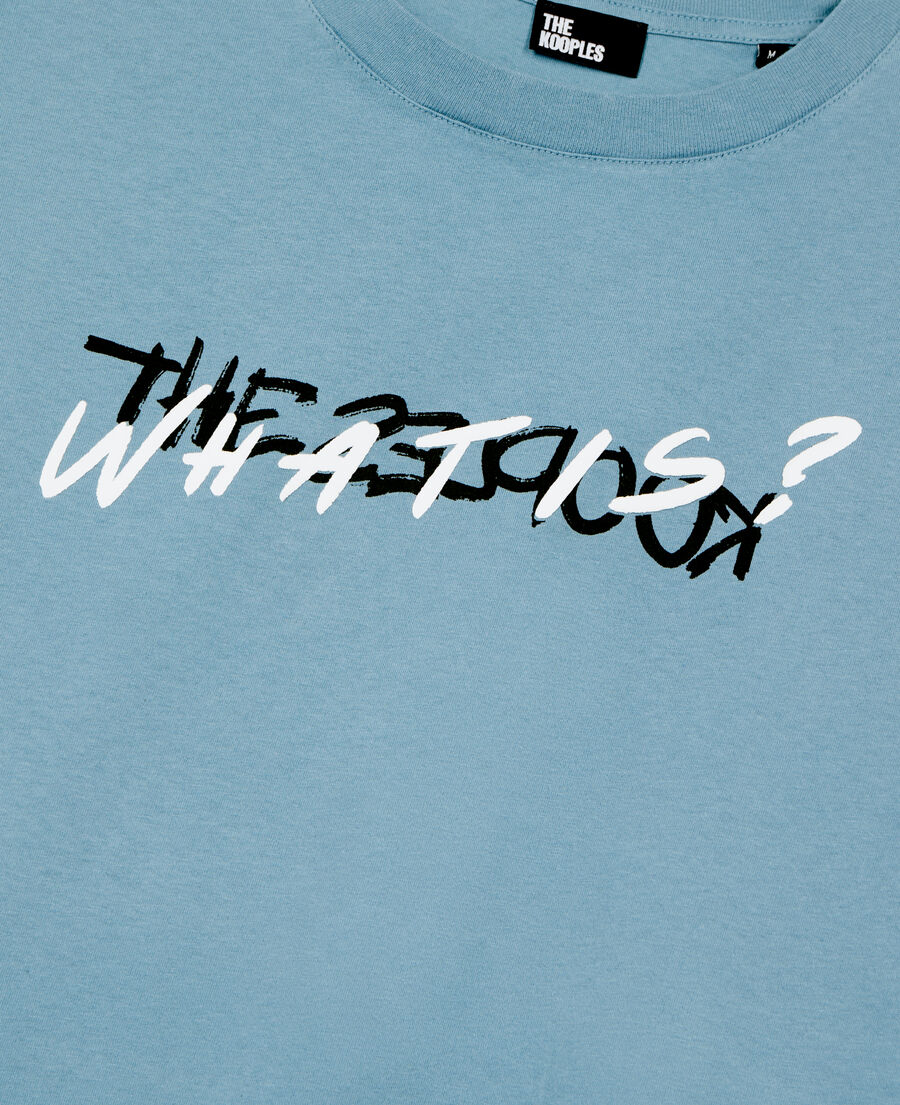 The Kooples H STONE BLUE light blue what is handwritten serigraphy t-shirt
