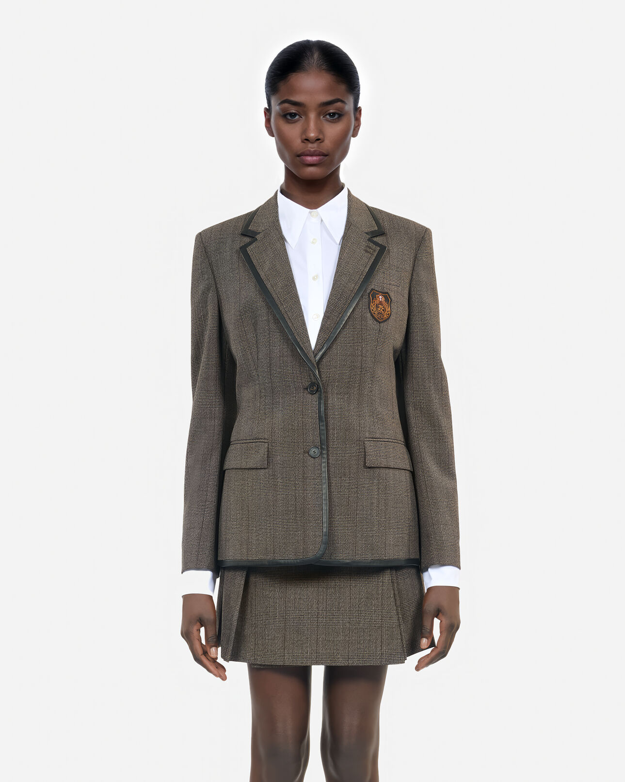 The Kooples DAMEN BROWN braune prince-of-wales-jacke aus wolle