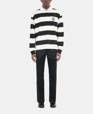 The Kooples H BLACK / WHITE long-sleeved black and white striped polo t-shirt