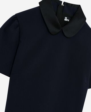 The Kooples F NAVY short dress with claudine collar in navy satin