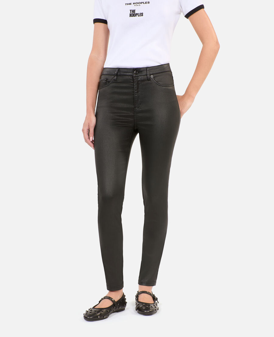 black leather-effect jeans