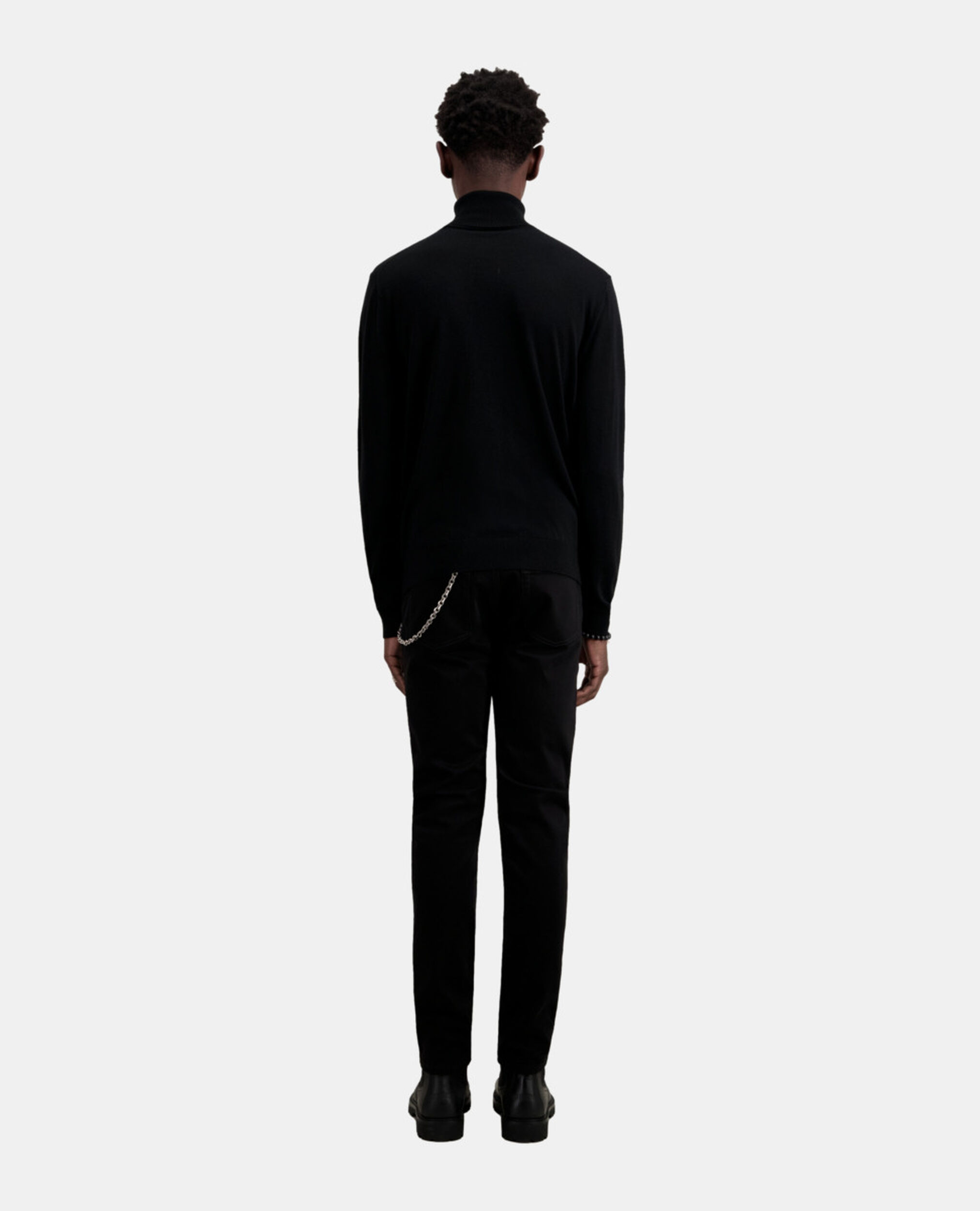 Pull noir en laine mérinos, BLACK, hi-res image number null