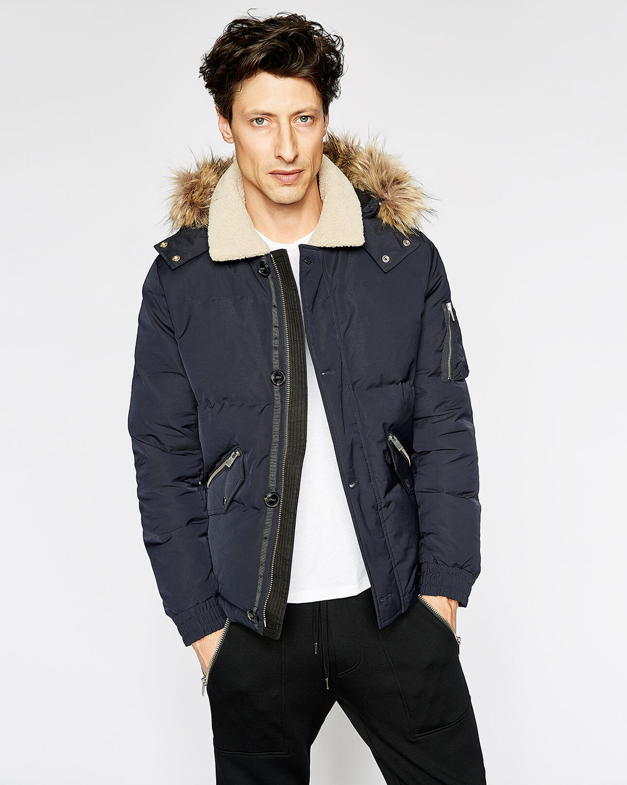 The Kooples MEN NAVY short navy blue down jacket