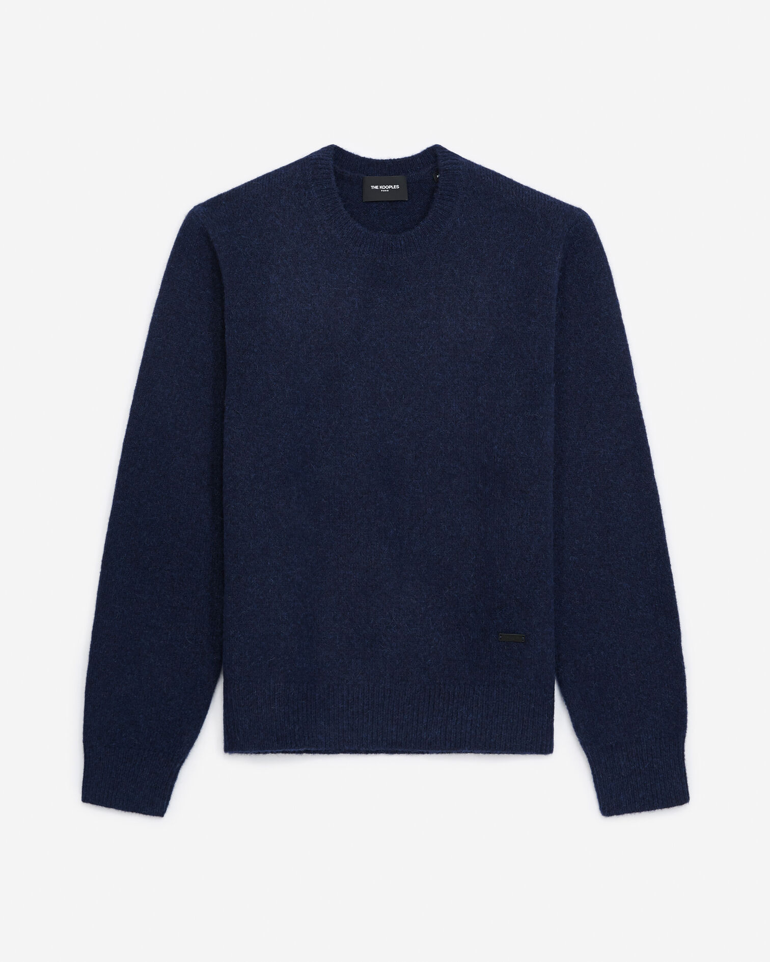 Navy blue alpaca wool crew neck sweater, DARK NAVY, hi-res image number null