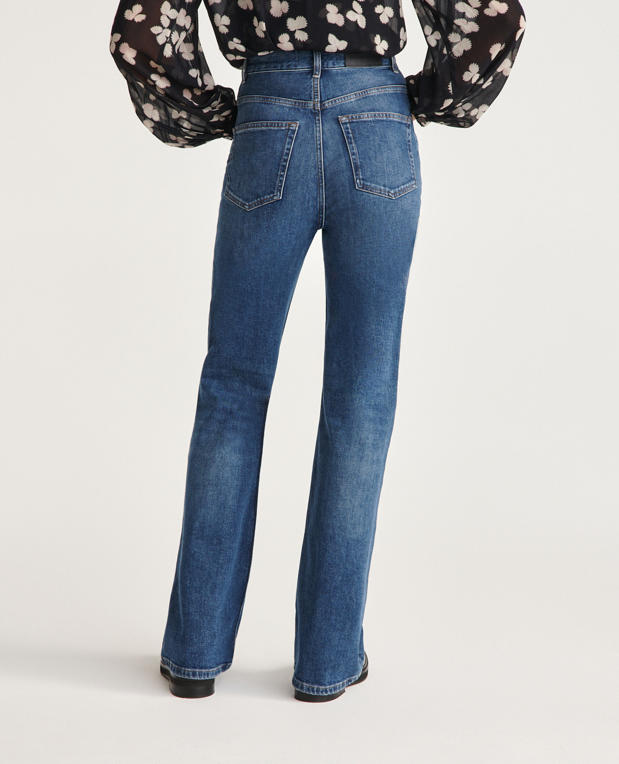 High-waist bootcut blue jeans, BLUE DENIM, hi-res image number null