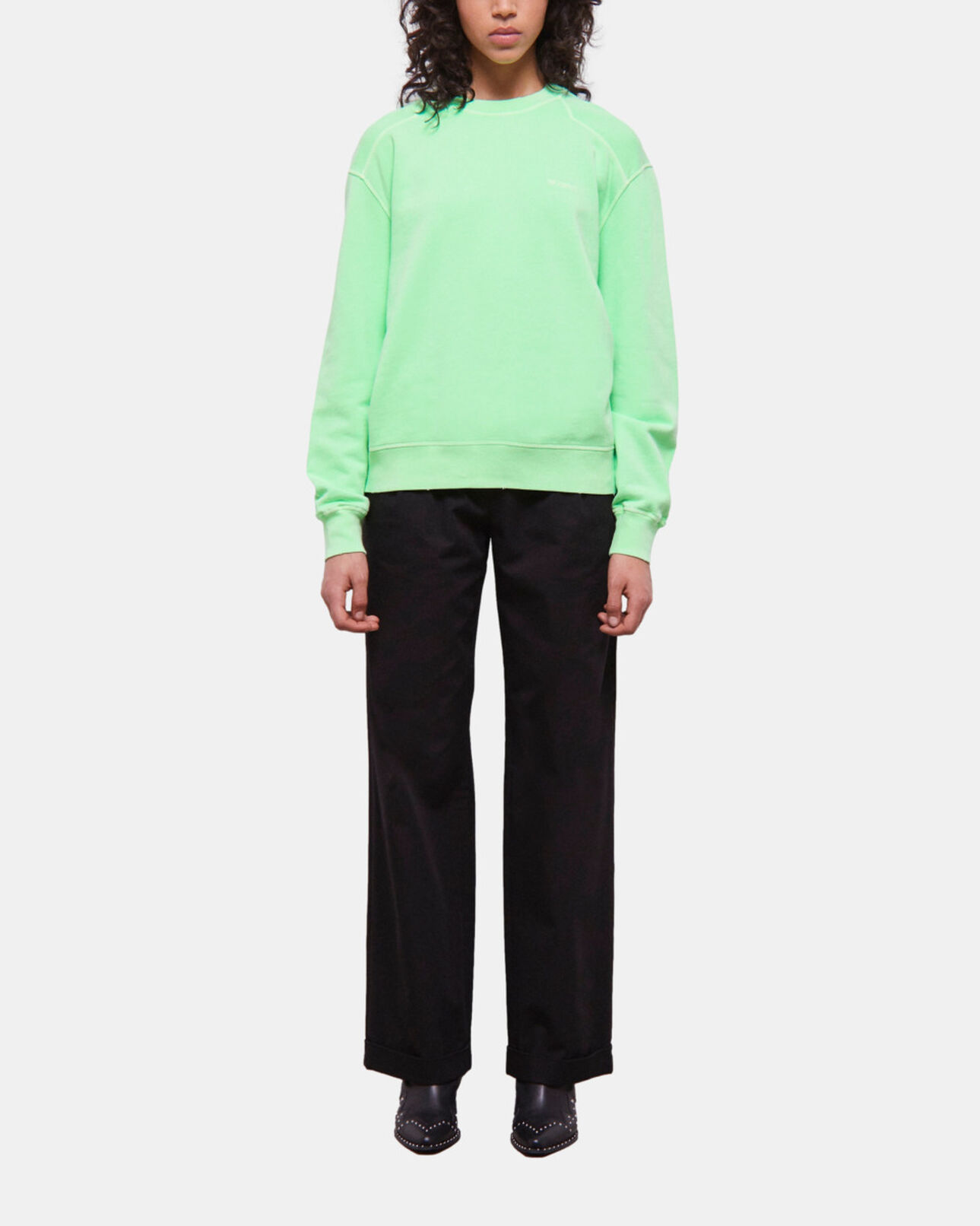 The Kooples F VERT FLUO fluorescent green sweatshirt with logo