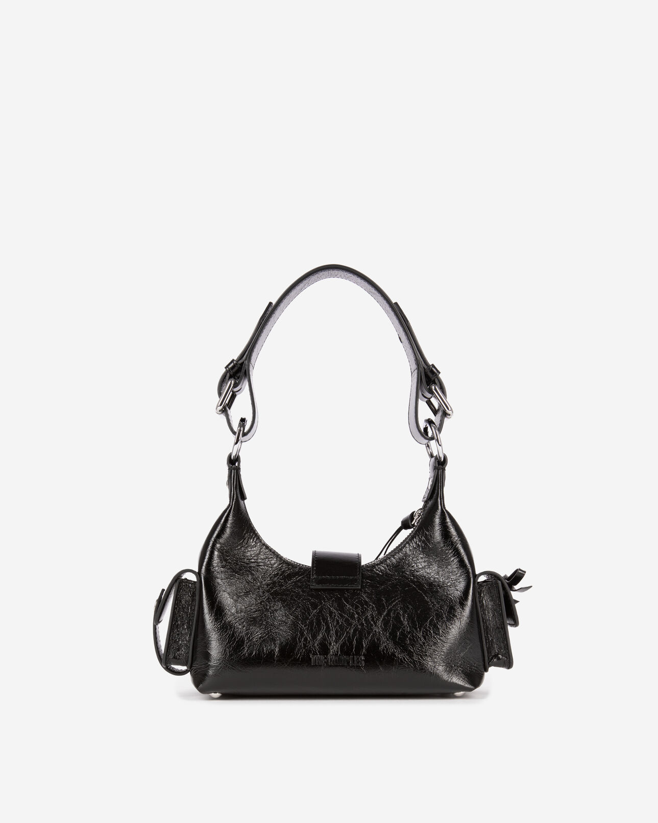 The Kooples WOMEN BLACK amelia small bag in black cracked leather