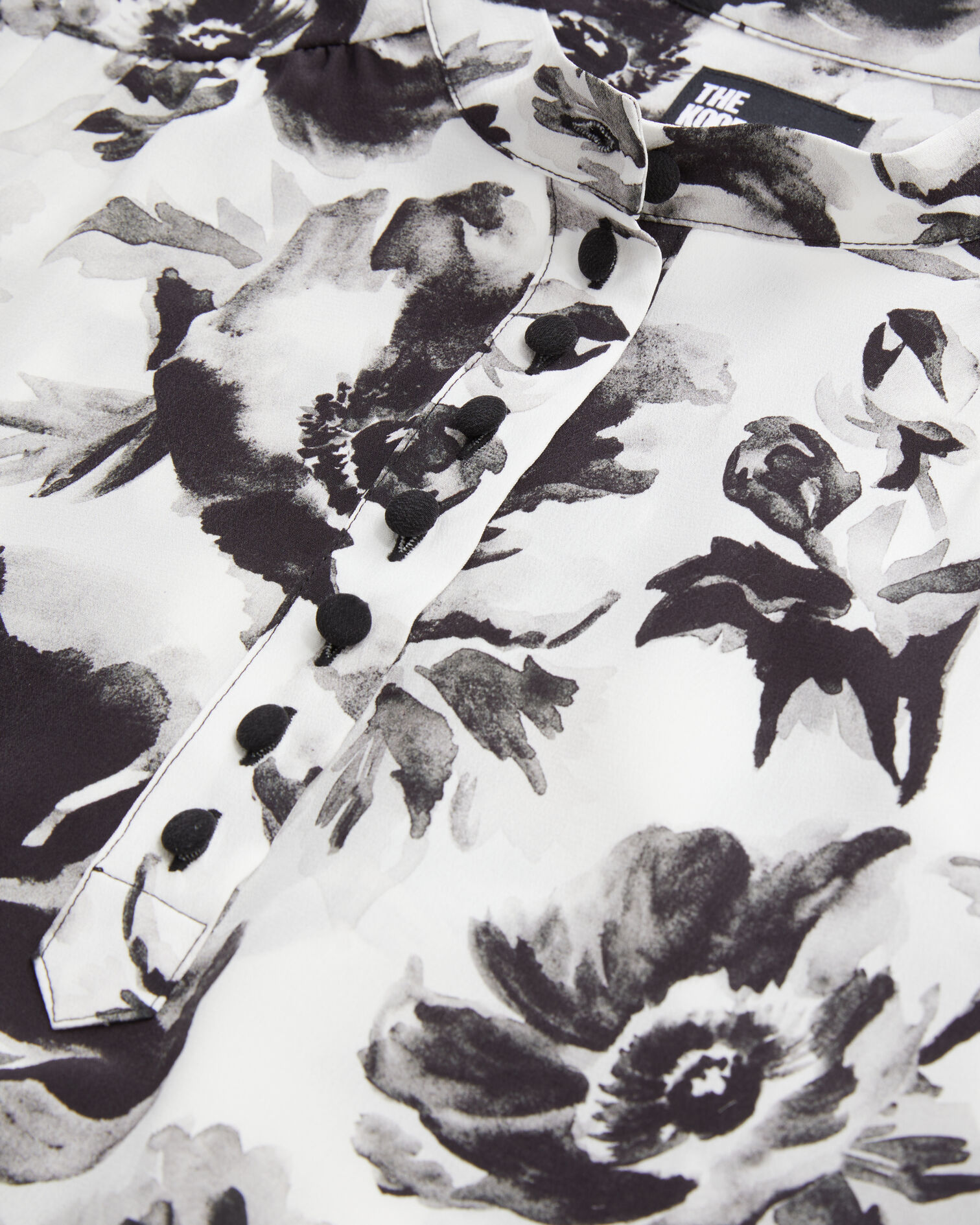 Printed top with buttoning, BLACK WHITE, hi-res image number null