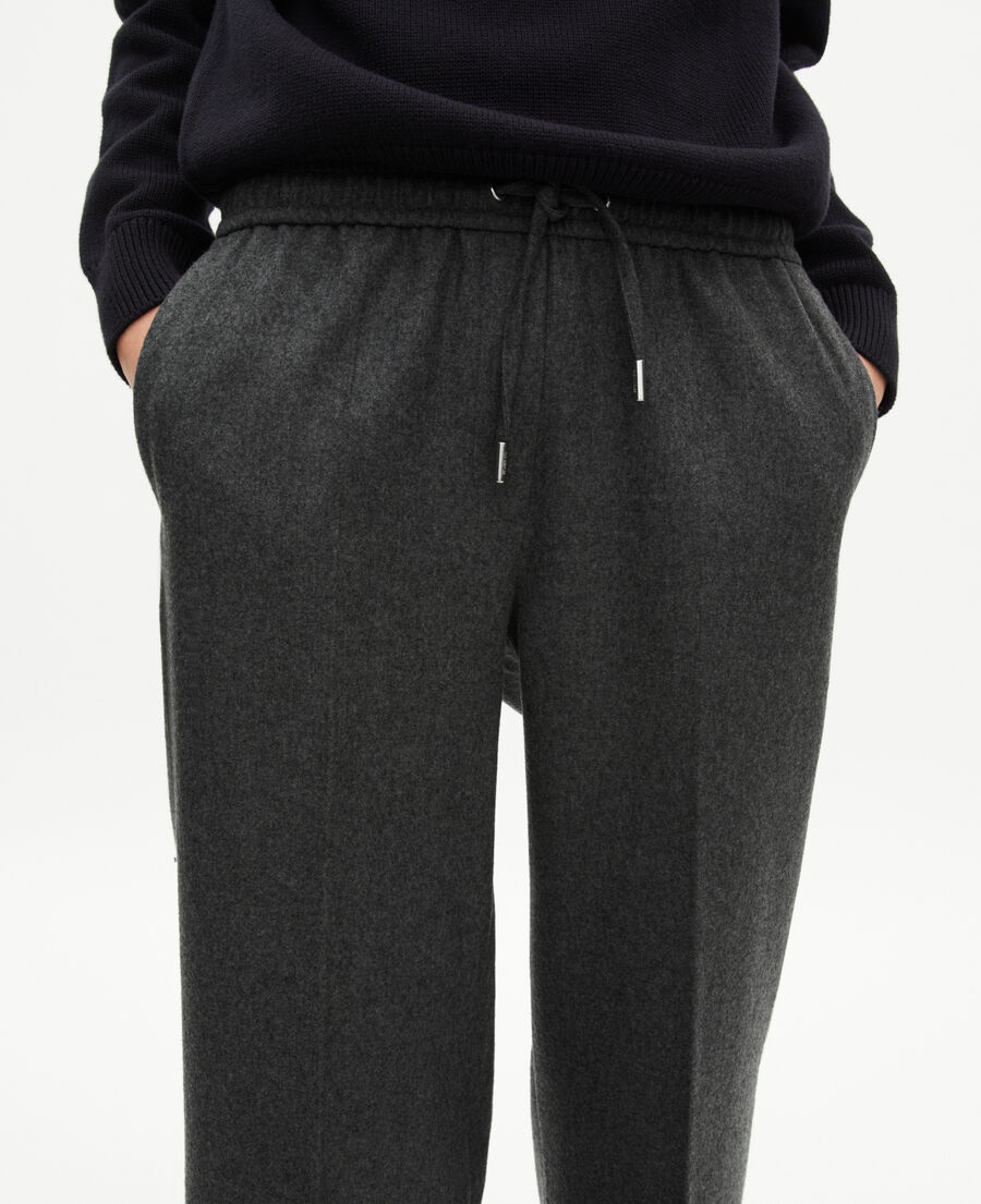 The Kooples FEMME GREY pantalon large en flanelle gris foncé