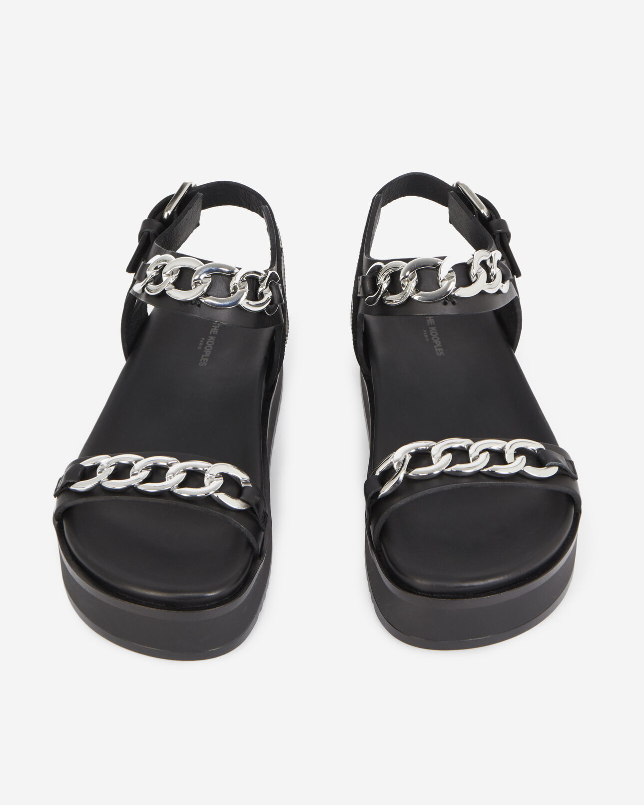 The Kooples FEMME BLACK sandales compensées noires à chaînes