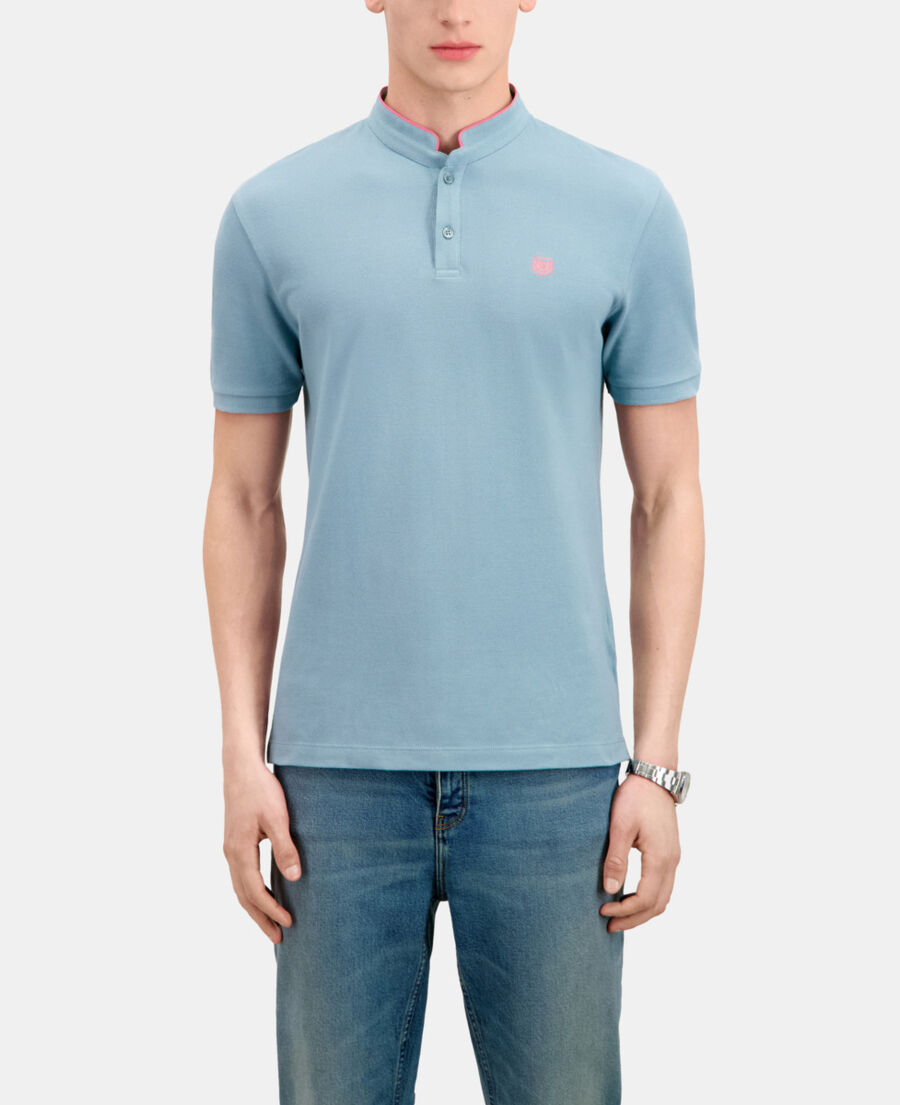 polo bleu clair en coton