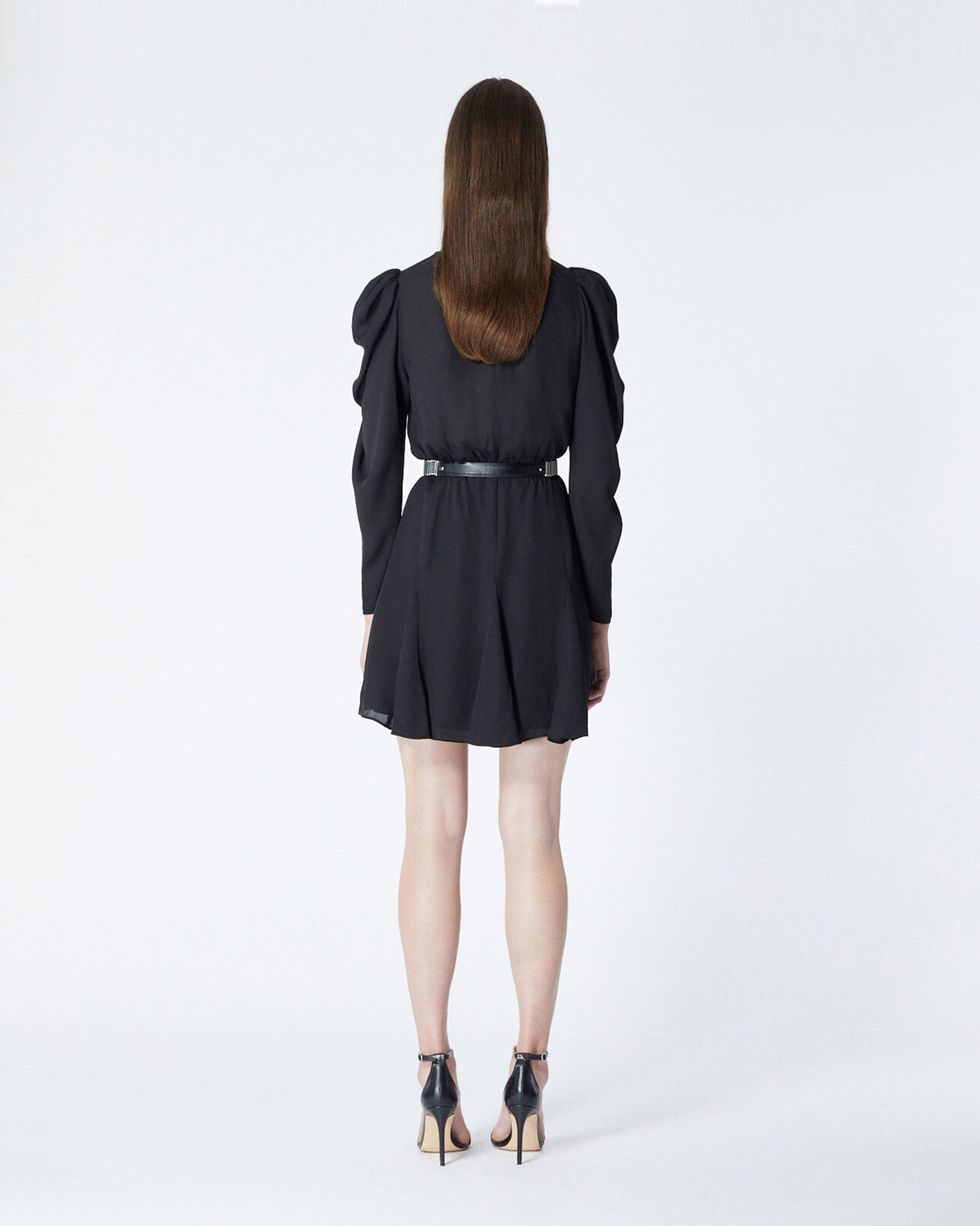 The Kooples FEMME BLACK robe courte noire à détail volanté