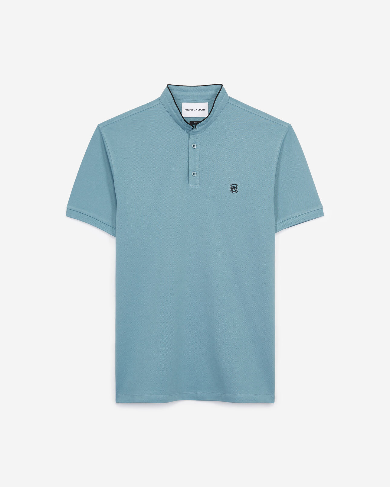 The Kooples HOMME STONE BLUE / BLACK polo coton bleu foncé broderie noire