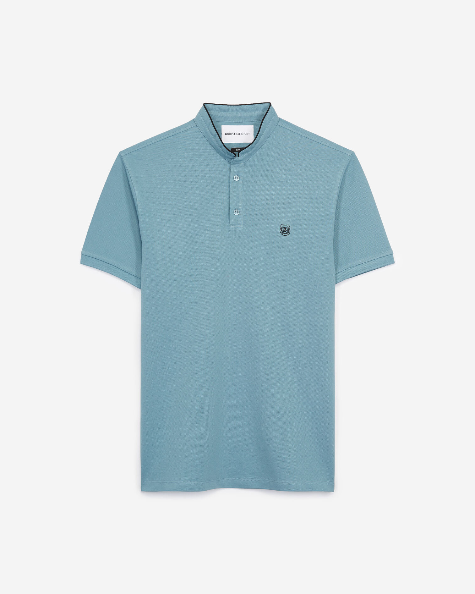 Polo coton bleu foncé broderie noire, STONE BLUE / BLACK, hi-res image number null