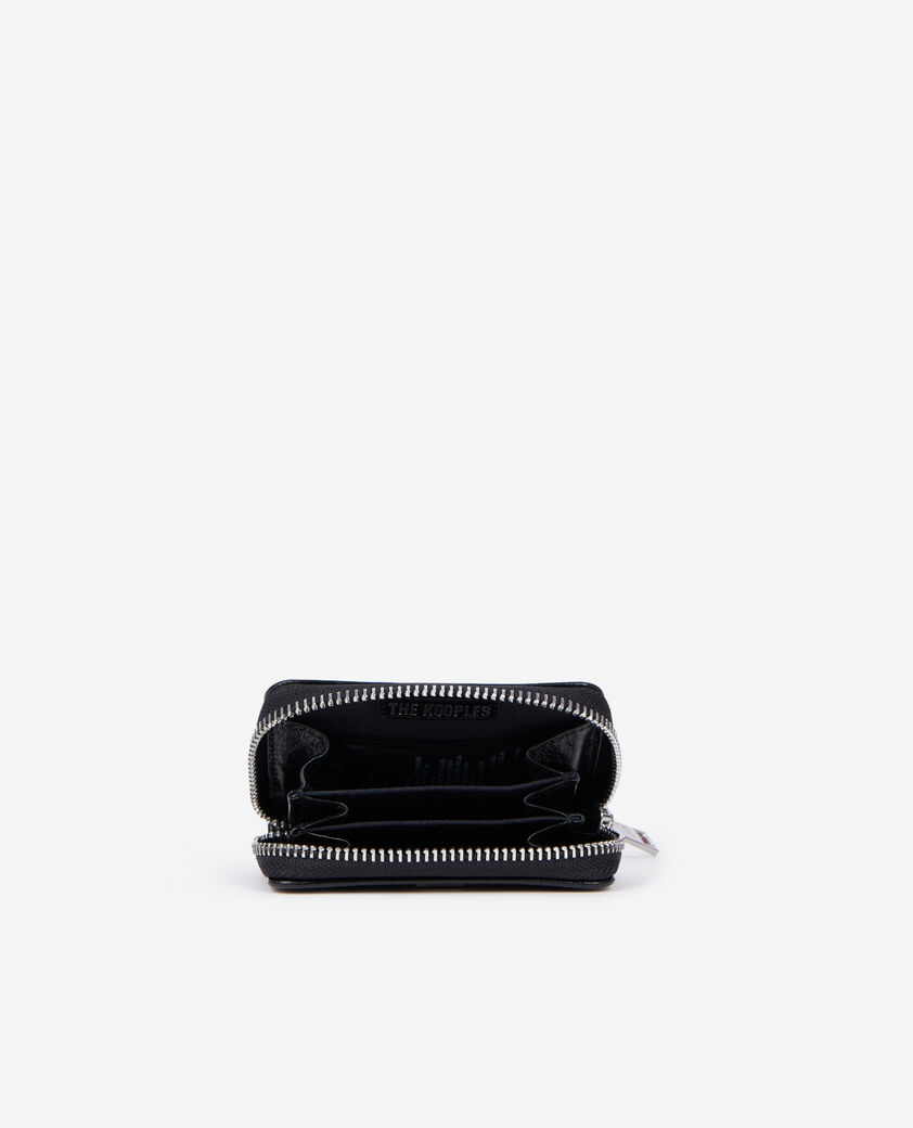 The Kooples MIXED BLACK black leather blazon coin purse