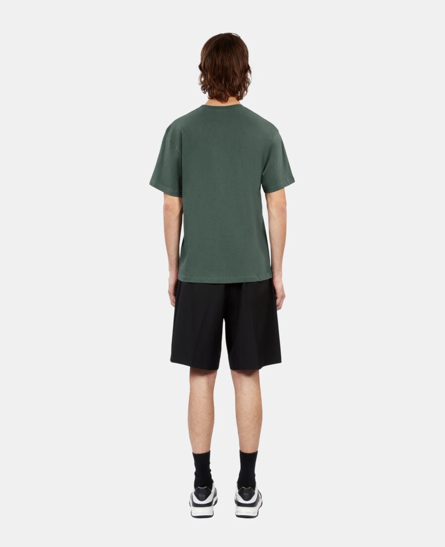 The Kooples H FOREST men's green t-shirt with flower skull serigraphy