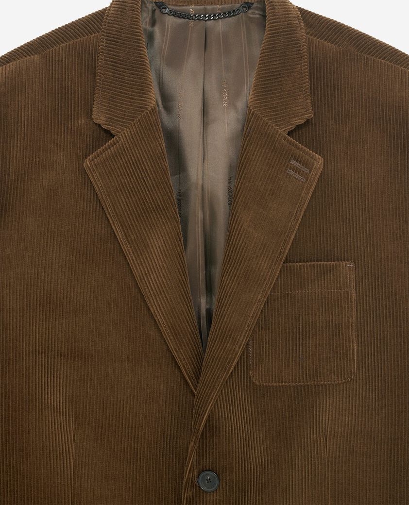 The Kooples HOMME CARAMEL veste de costume en velours c&ocirc;tel&eacute; marron