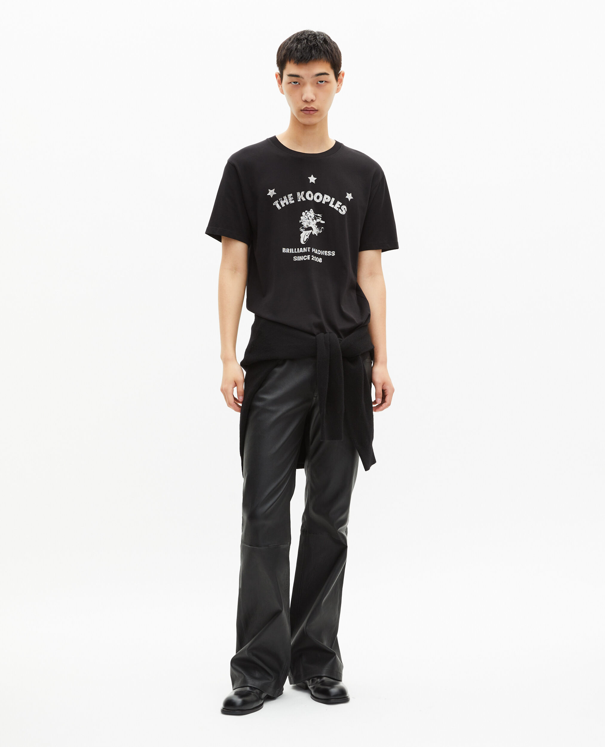 T-Shirt mit schwarzem Siebdruck, BLACK, hi-res image number null