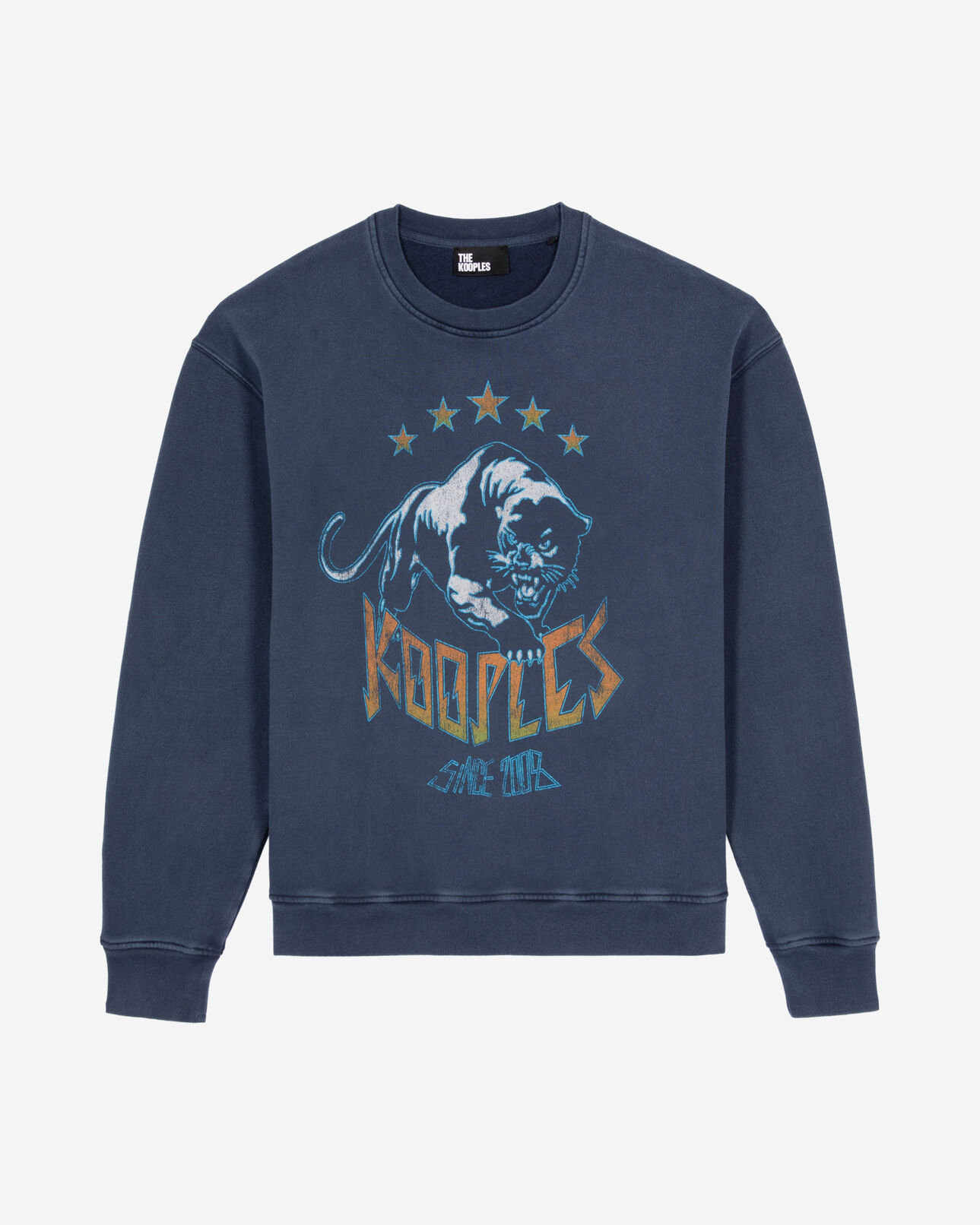 The Kooples HOMME WASHED NAVY sweatshirt avec sérigraphie logo bleu marine