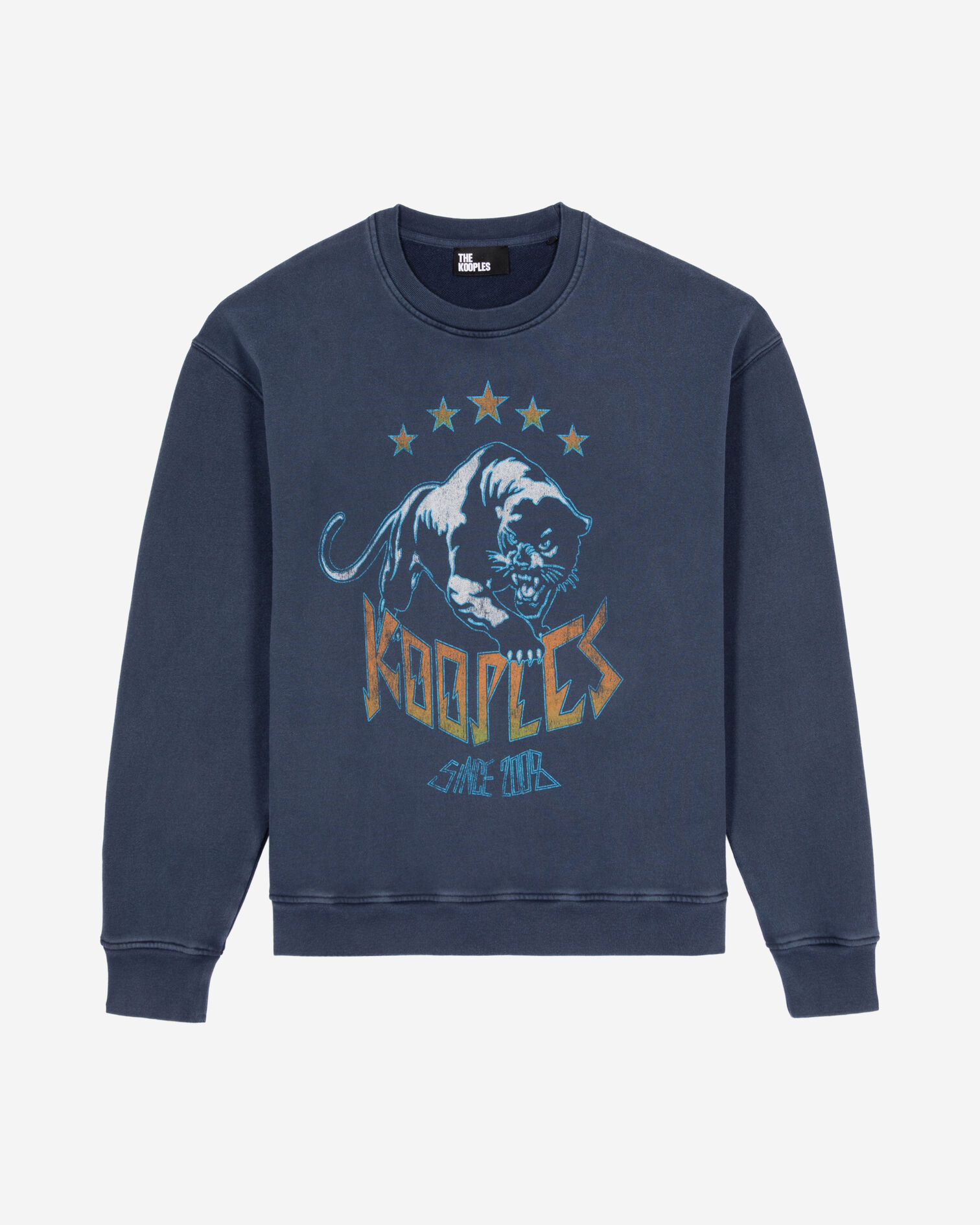 Sweatshirt avec sérigraphie logo bleu marine, WASHED NAVY, hi-res image number null