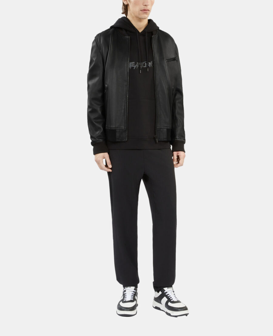 The Kooples HOMME BLACK blouson teddy en cuir noir