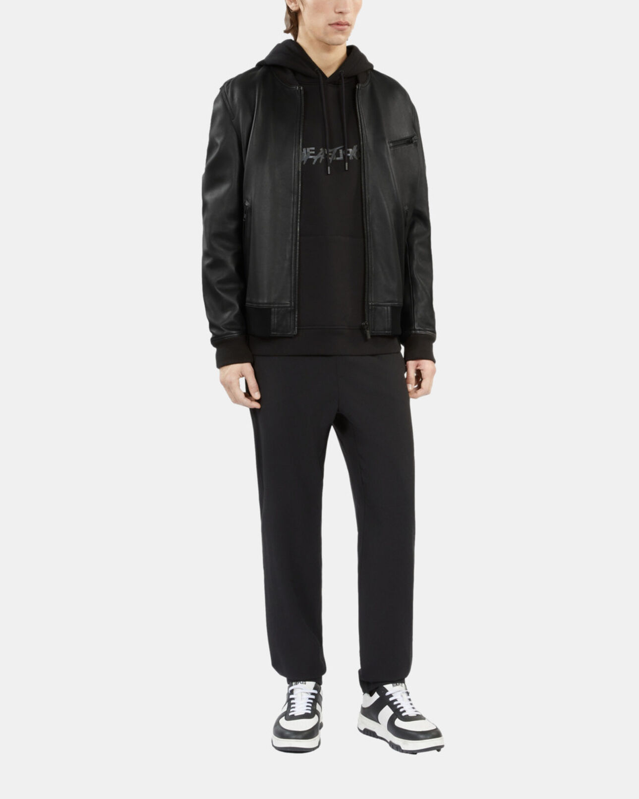 The Kooples HOMME BLACK blouson teddy en cuir noir