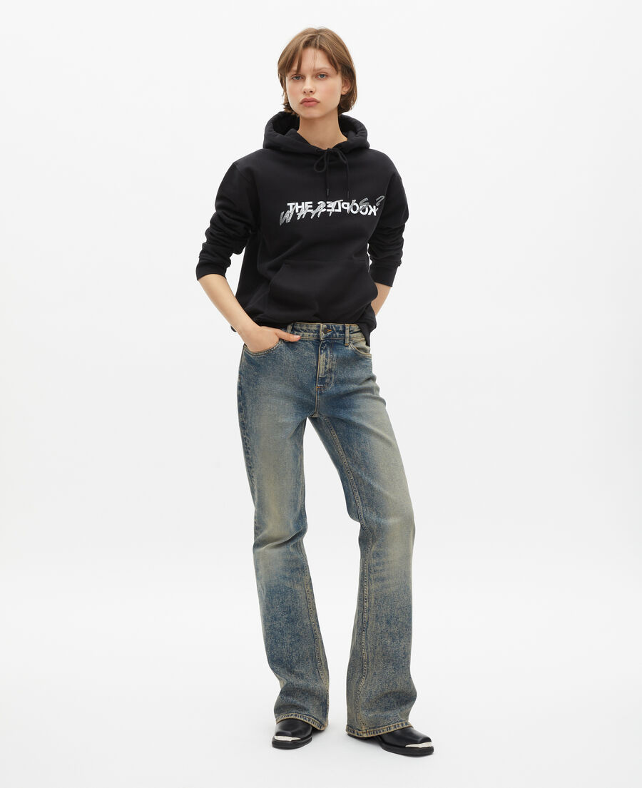 The Kooples DAMEN BLACK what is kapuzen-sweatshirt mit strasssteinen schwarz