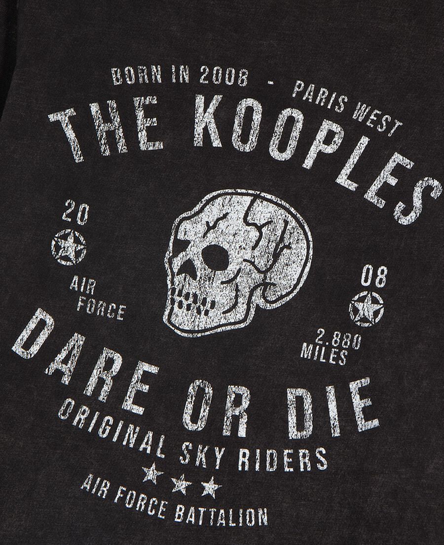 The Kooples WOMEN BLACK WASHED t-shirt with black screen print