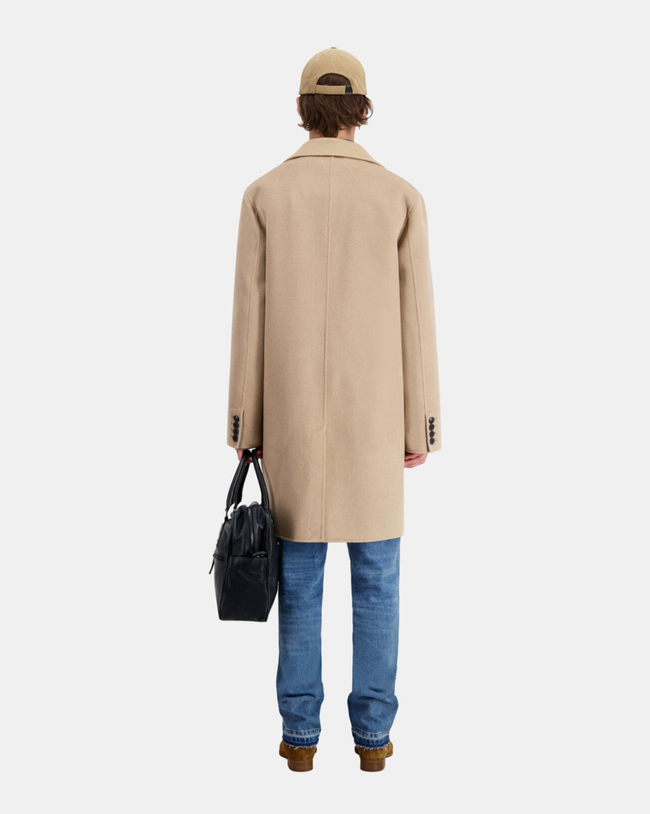 The Kooples H CAMEL long beige wool blend coat