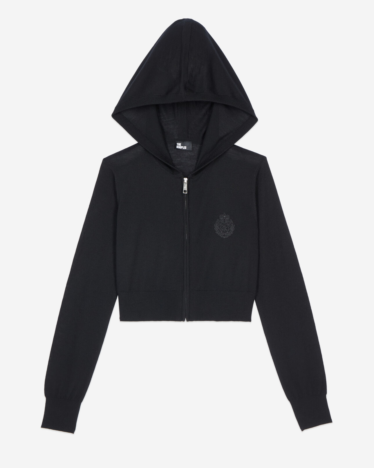 The Kooples FEMME BLACK cardigan à capuche en laine noir