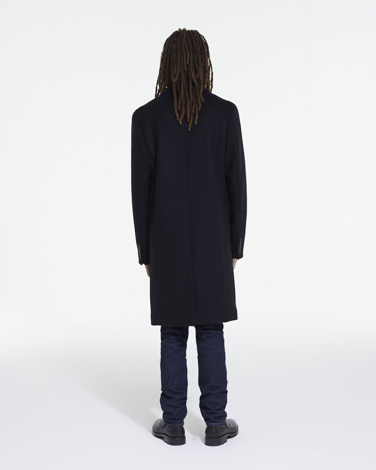 The Kooples MEN BLACK long wool coat with leopard lining