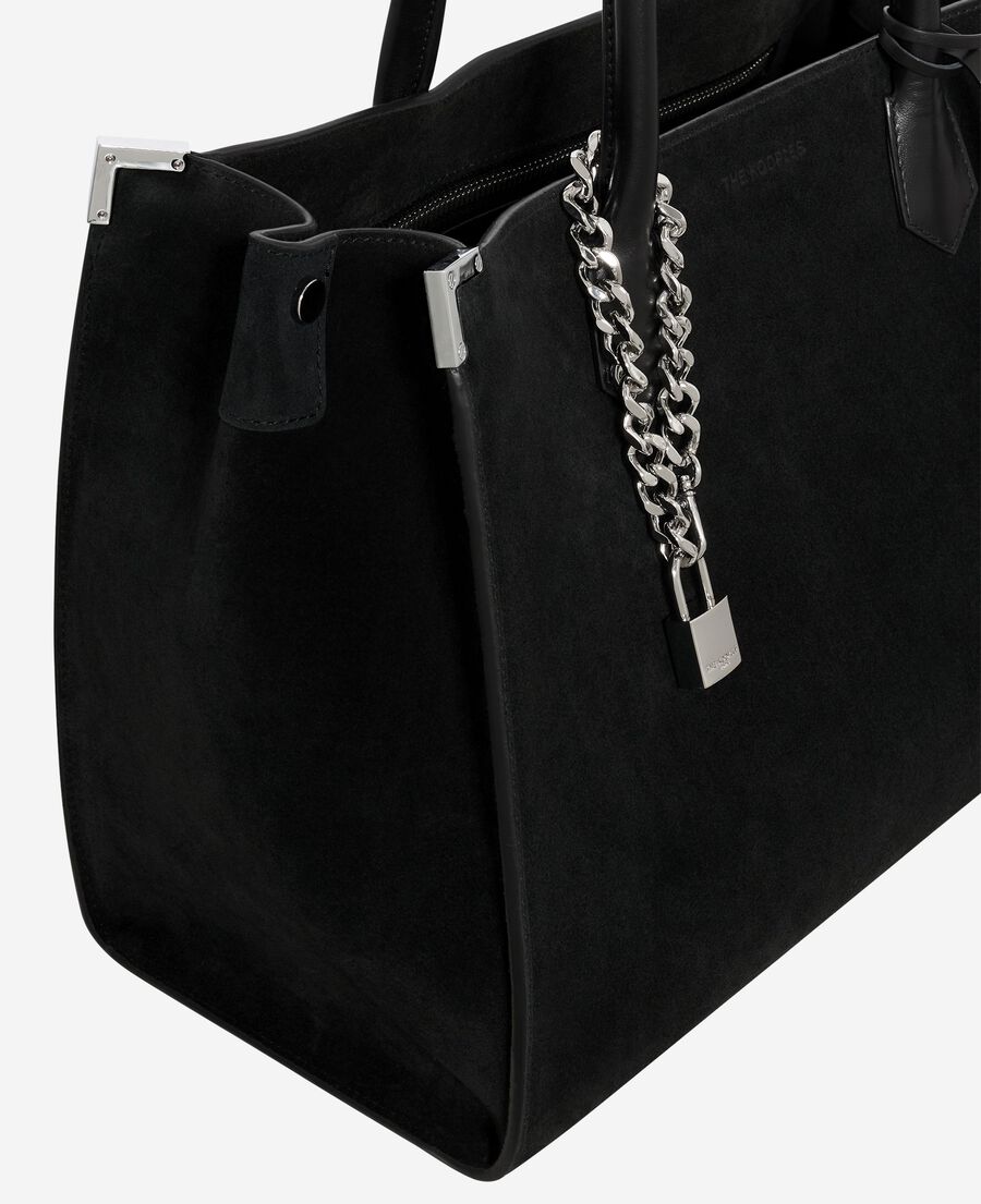 The Kooples WOMEN BLACK ming l tote bag in black suede
