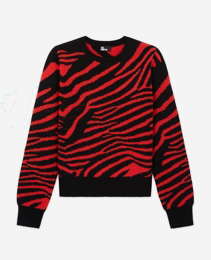 The Kooples FEMME BLACK - RED pull col rond imprimé