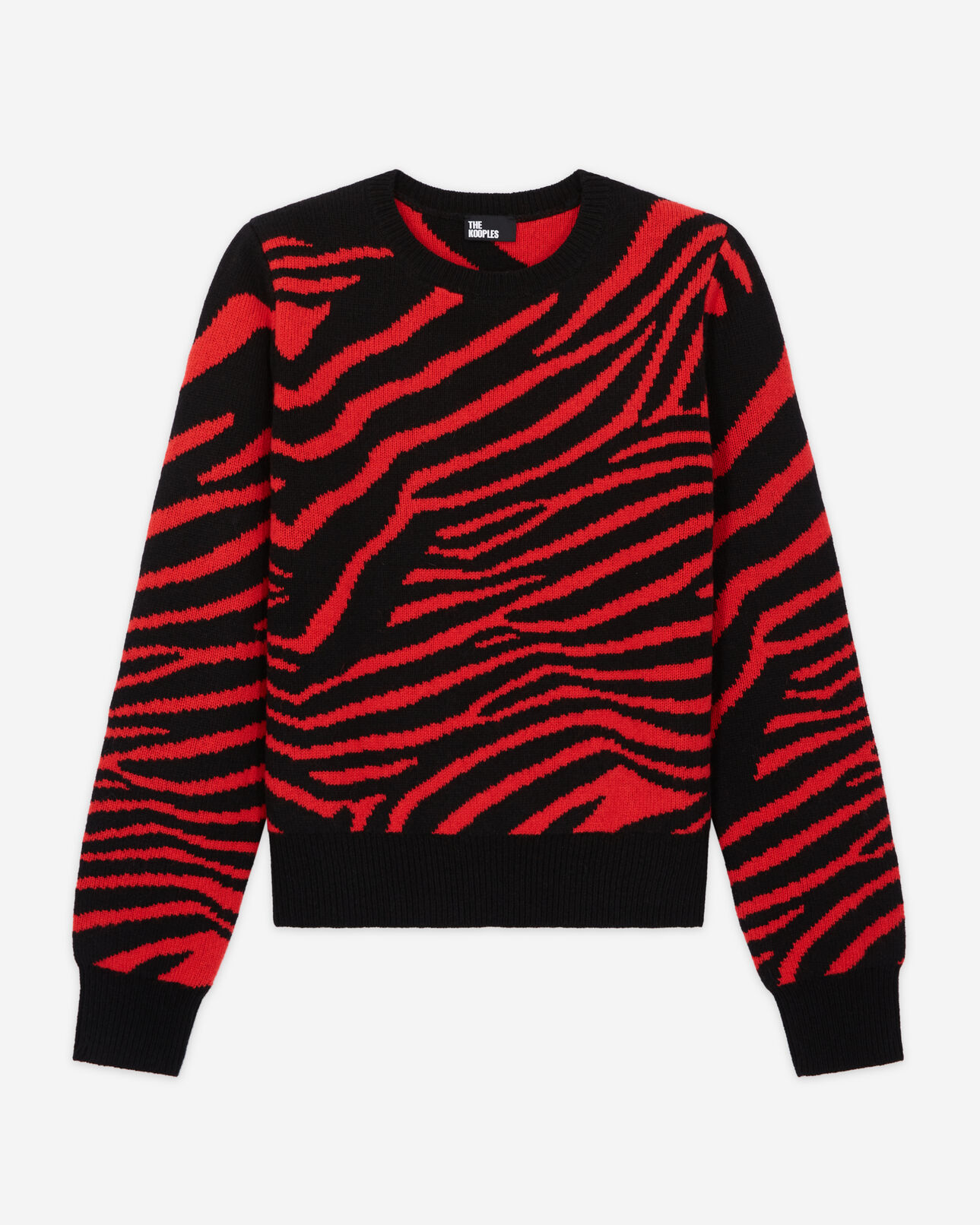 The Kooples F BLACK - RED printed crew neck sweater