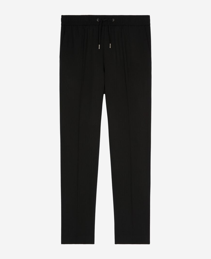 The Kooples HOMME BLACK pantalon élastiqué droit en laine noir