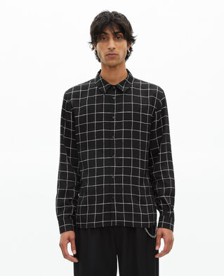 The Kooples MEN BLACK WHITE black plaid shirt