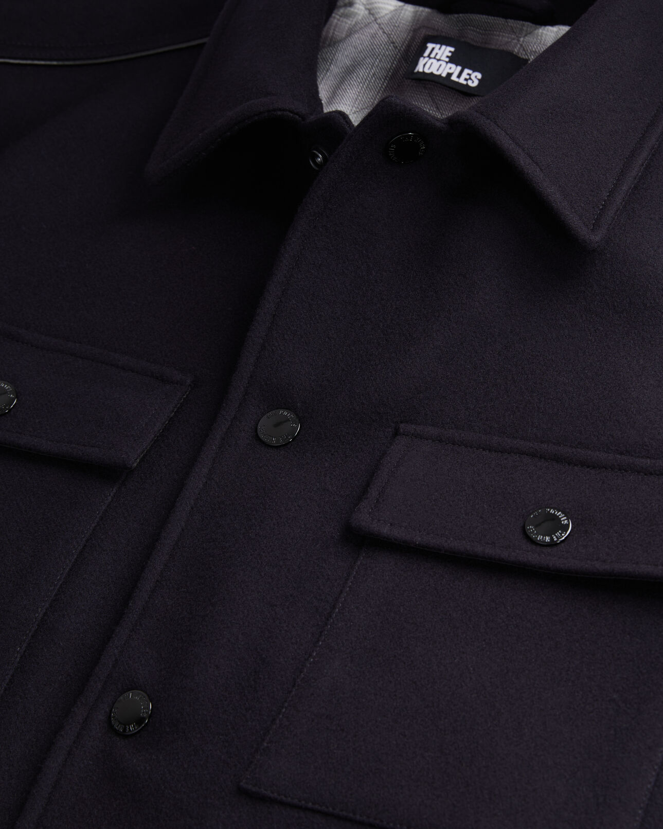 The Kooples MEN DARK NAVY blue wool-blend overshirt jacket
