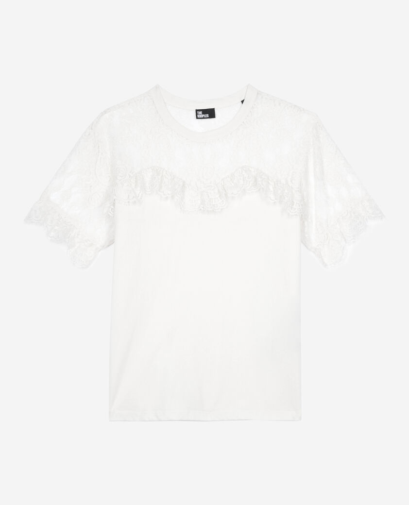 The Kooples F ECRU t-shirt with black ecru lace
