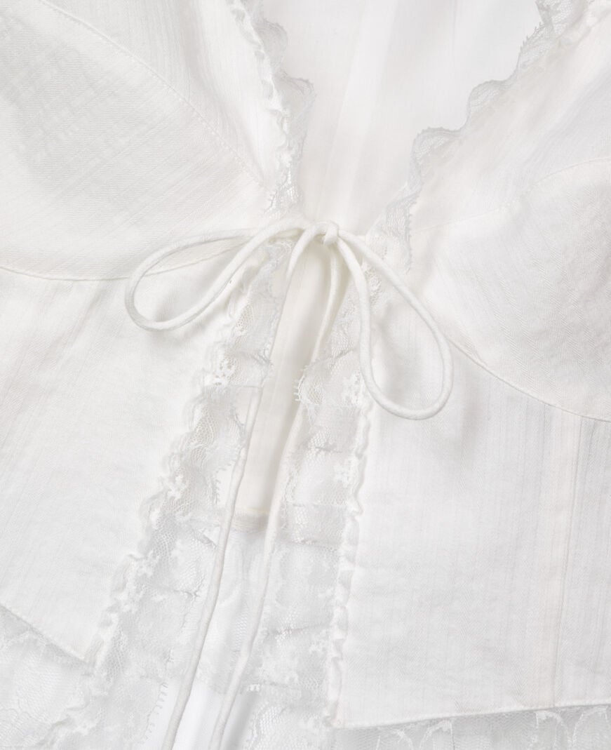 The Kooples DAMEN ECRU ecrufarbenes top ohne ärmel mit spitzen