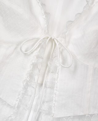 The Kooples DAMEN ECRU ecrufarbenes top ohne ärmel mit spitzen