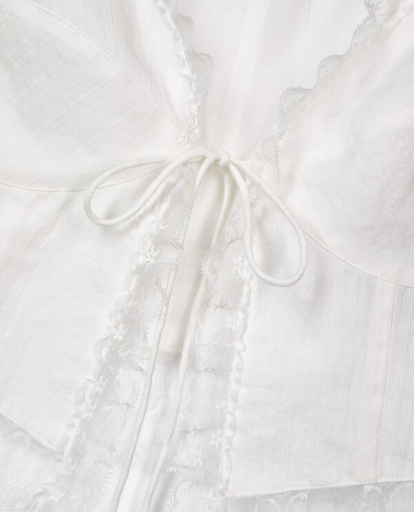 The Kooples F ECRU ecru sleeveless top with lace